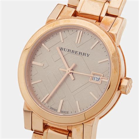 burberry bu9135|Burberry BU9135 Ladies Rose Gold The City Watch.